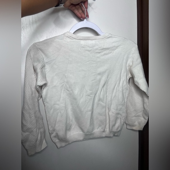 H&M Cream Sweater with Multicolor Sequin Heart 
And dark red top. - Picture 4 of 7